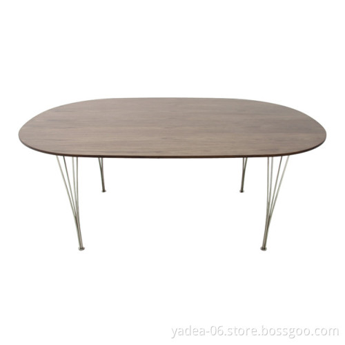 Walnut veneer oval dining table Arne Jacobsen Super Elliptical Table replica